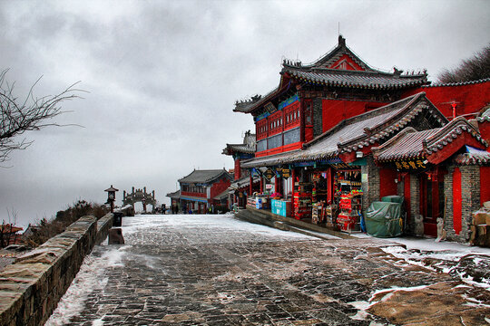 泰山天街雪景