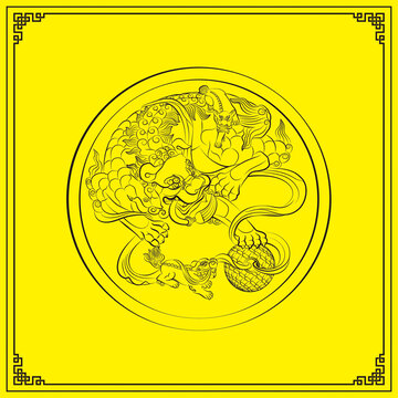 獅子戲球吉祥紋樣