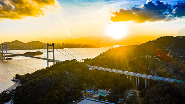 东莞虎门城市风光航拍全景