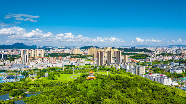 东莞虎门城市风光航拍全景