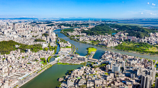 东莞虎门城市风光航拍全景