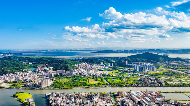 东莞虎门城市风光航拍全景