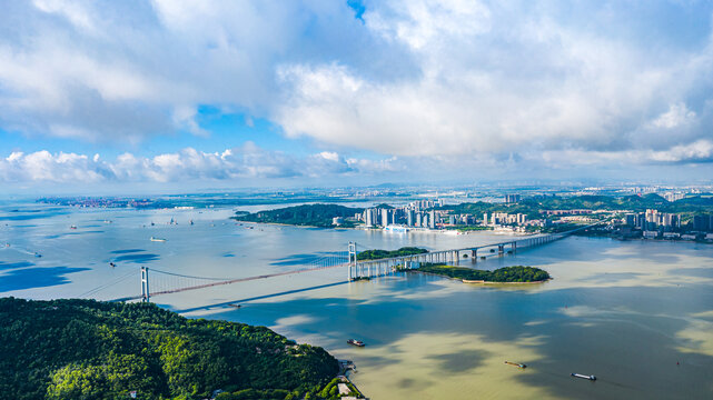 东莞虎门城市风光航拍全景