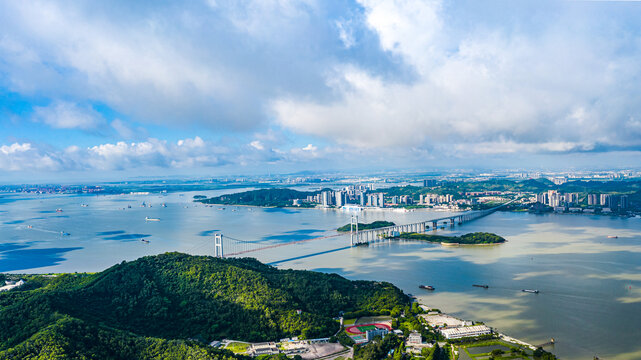 东莞虎门城市风光航拍全景