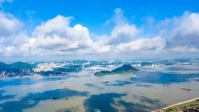 东莞虎门城市风光航拍全景