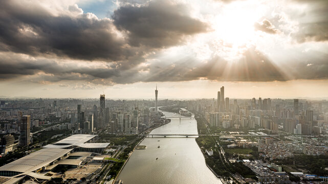 广东广州城市航拍全景