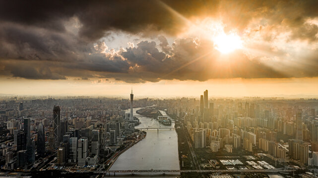 广东广州城市航拍全景