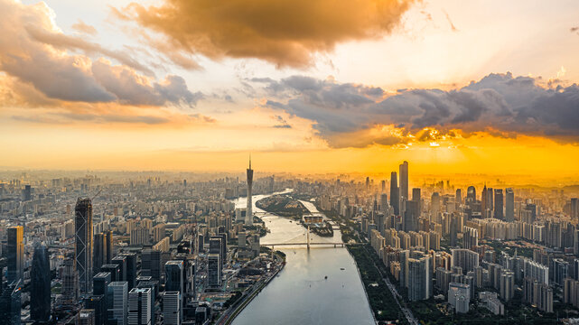 广东广州城市航拍全景