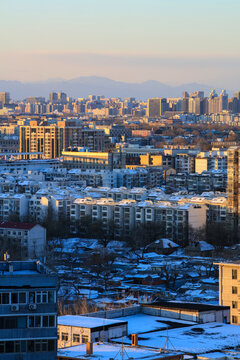 北京城市雪景