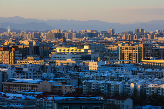 北京城市雪景