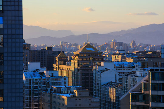 北京城市雪景