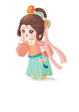 古風(fēng)Q版女孩小仙女插畫(huà)