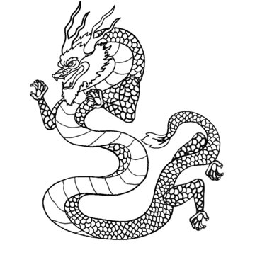 中國(guó)風(fēng)龍形象線描輪廓