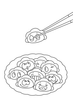 饺子卡通表情简笔画