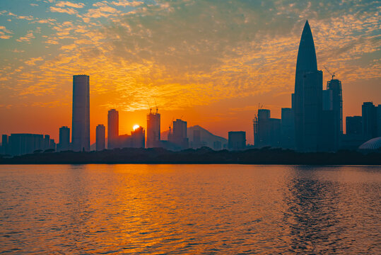 深圳湾日落海景