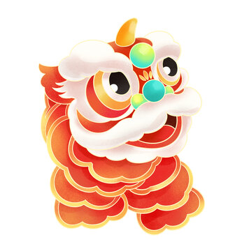 國(guó)風(fēng)新年舞獅插畫(huà)