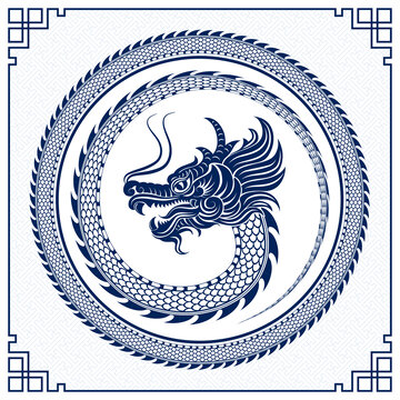 傳統(tǒng)復(fù)古中國龍圓形設(shè)計
