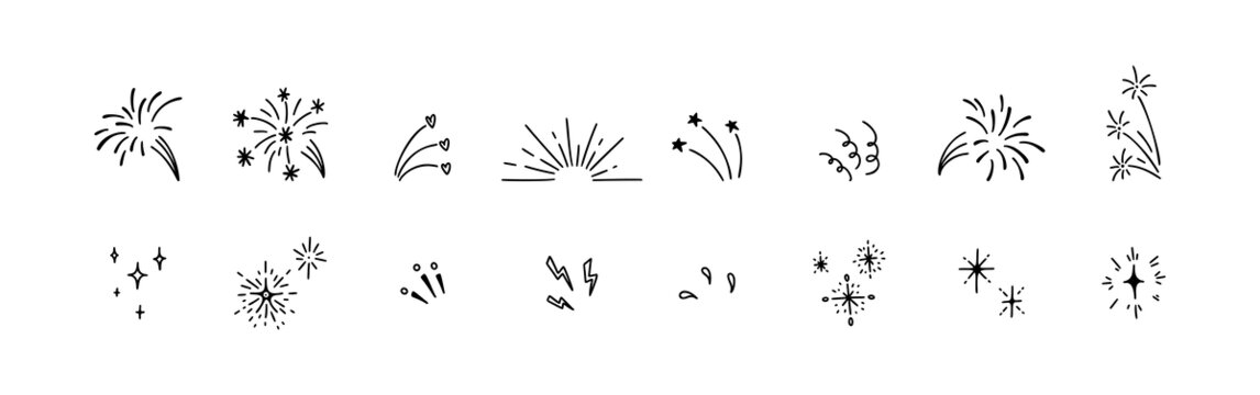 可爱的烟花涂鸦元素集合