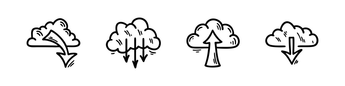 云数据服务器技术 下载并上传文件涂鸦图标