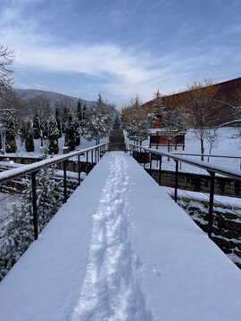 红旗渠景区雪景