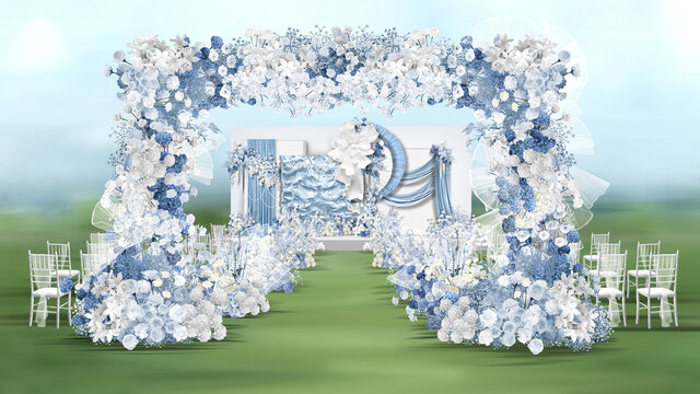 蓝白色婚礼效果图