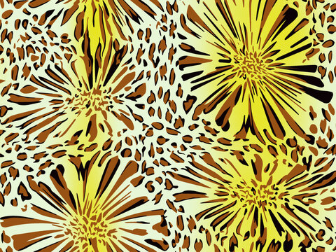 豹纹抽象花卉花型