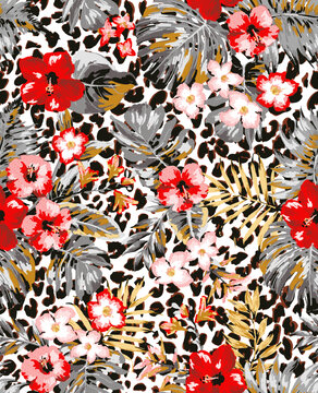 豹纹花卉花型