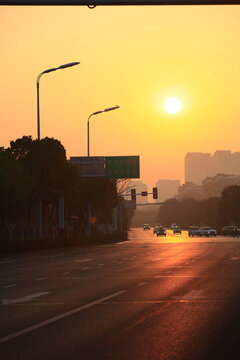 合肥夕阳街景