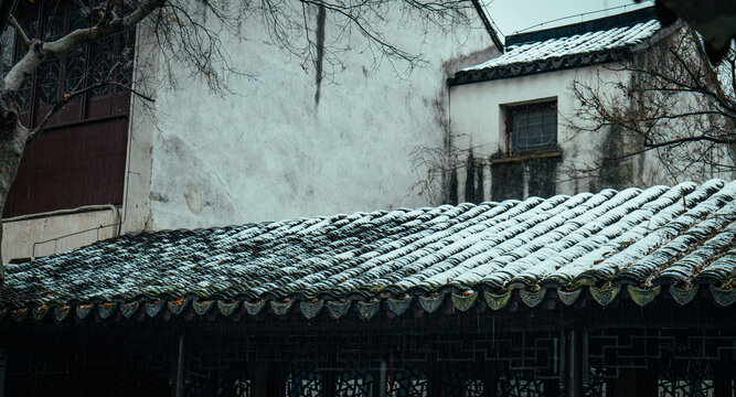 屋顶雪景