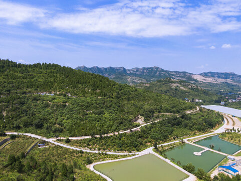 山东济南南部山区航拍