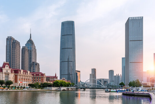 中国天津津湾广场城市建筑风景