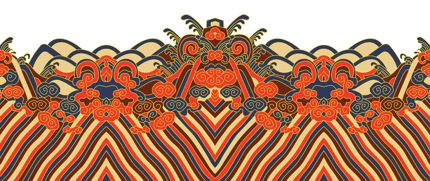 喜慶的江涯海水矢量圖