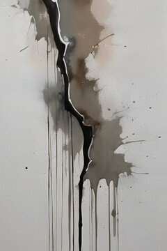 裂纹灰咖啡色抽象斑驳墨痕抽象画