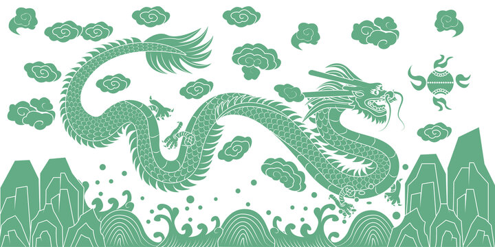 中国风传统古风中国龙纹样矢量