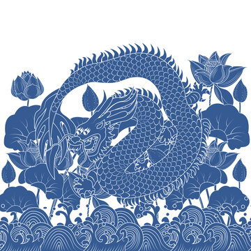 吉祥圖案中國(guó)龍紋樣矢量插畫(huà)