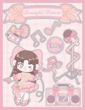 少女偶像人物貼紙