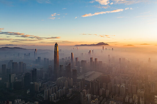 深圳城市航拍高视角平安大厦