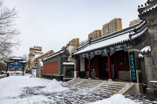 天津文庙雪景