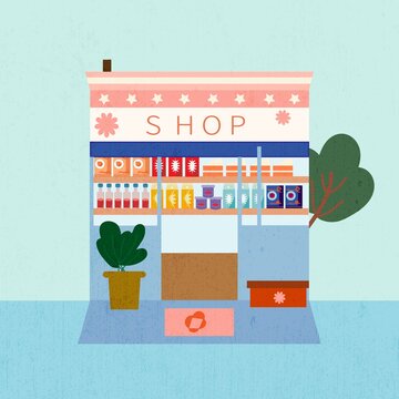 矢量海報商店雜貨鋪
