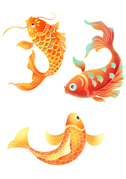 簡(jiǎn)約創(chuàng)意國(guó)風(fēng)錦鯉元素插畫