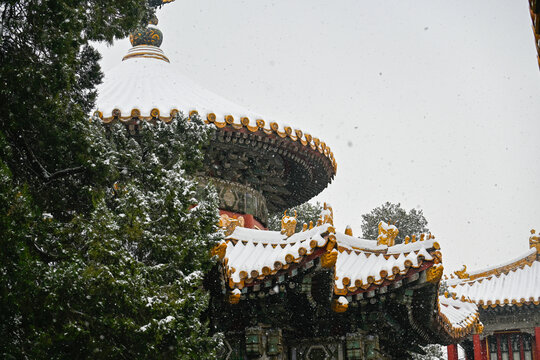 故宫雪景古代建筑下雪北京雪景