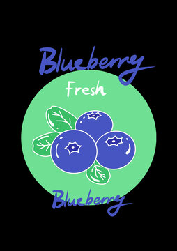 水果蓝莓手绘卡通插画图案