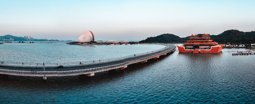 珠海大剧院全景航拍