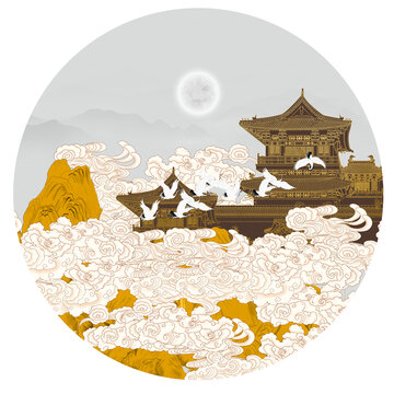 古建筑裝飾畫