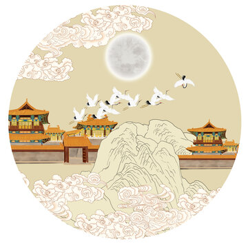 古建筑裝飾畫