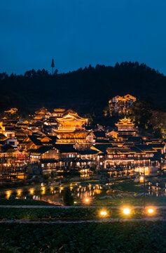 贵州遵义乌江寨夜景