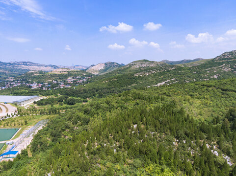 山东济南南部山区山脉航拍