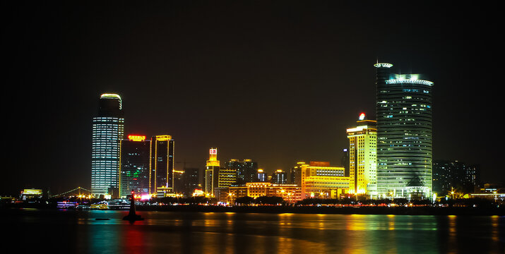 厦门海边城市滨海风光夜景