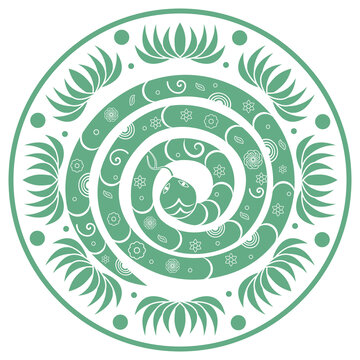 蛇年中式紋樣鏤空圖案紋飾矢量