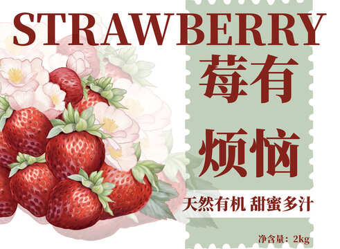 草莓手绘包装插画设计
